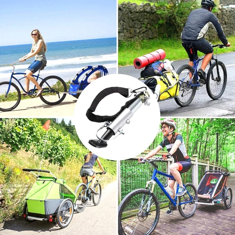 Attache Remorque Vélo Sur Axe De Roue Avec Ressort Et Sangle De Sécurité – Image 5