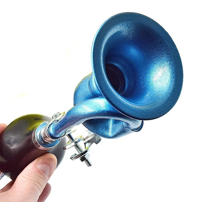 Avertisseur Sonore De Vélo Poire En Forme De Trompette - Bleu Martelé – Image 2