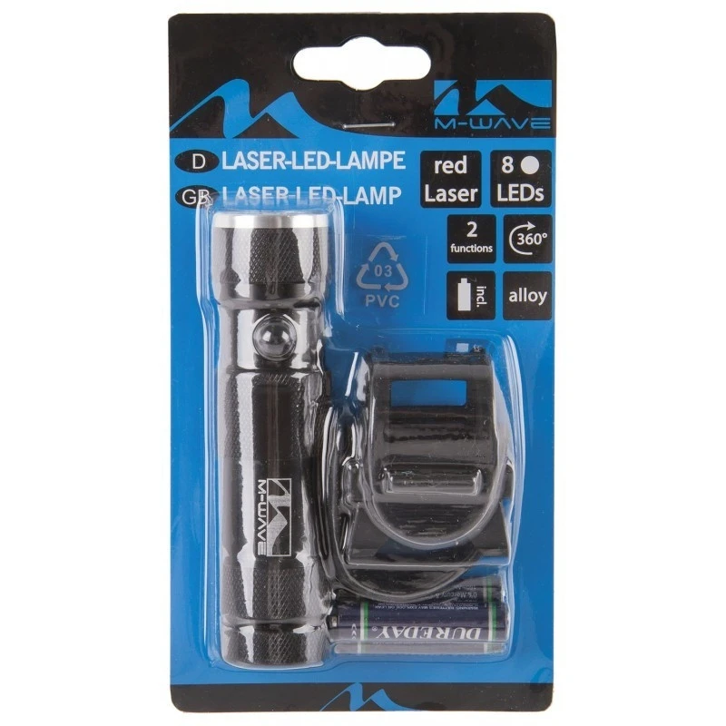 M-Wave Eclairage Pour Vélo Avant 8 LEDs Avec Laser