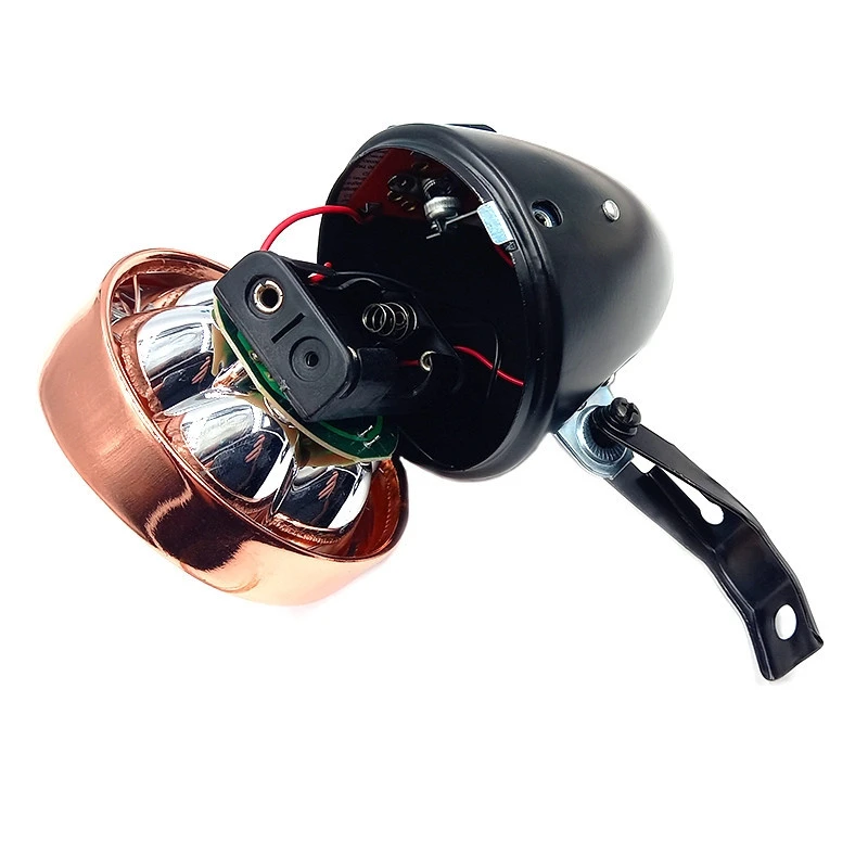 Eclairage Vélo Rétro à Pile Sur Fourche Noir Et Cuivre – Image 6